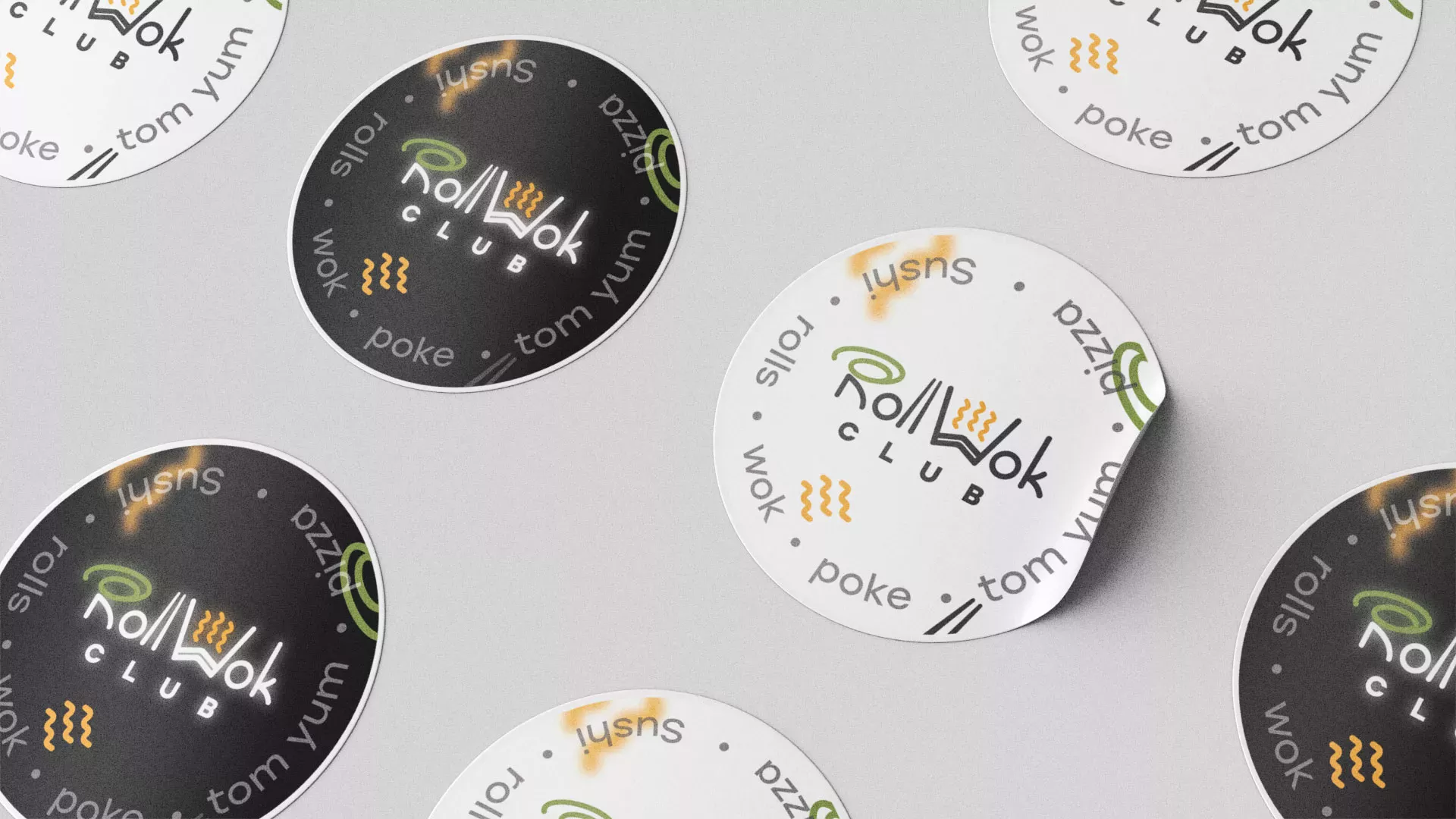 Разработка наклеек для суши-бара «Roll Wok Club» в Гавриловом-Яме